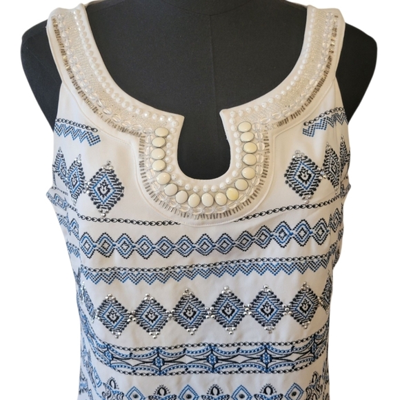 NWT WHBM White Heavily Embellished Sleeveless Dress Size 6 - Picture 3 of 8